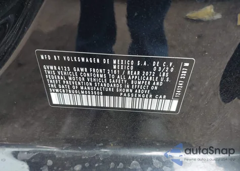 2020 Volkswagen Jetta 1.4T R-Line/1.4T S/1.4T Se из США, поврежденный, VIN 3VWCB7BU0LM053506